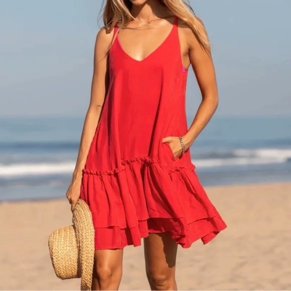 LEFT ON FRIDAY | NEW! Day Trip "Sport Silk" Dress in Red | Sz S/M